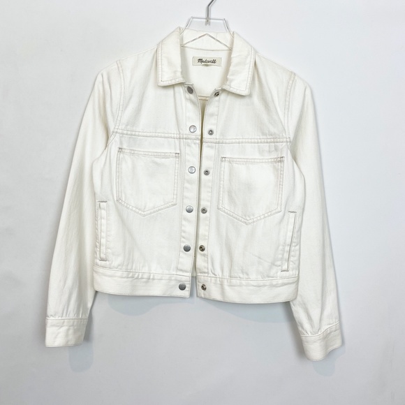 🤍Madewell Calaveras White Denim Jacket Sml - Picture 6 of 12